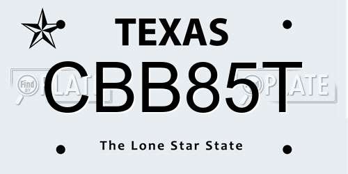 CBB85T Texas License Plate