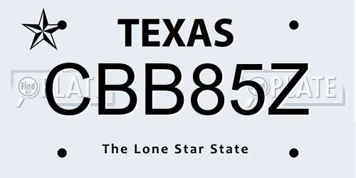 CBB85Z Texas License Plate