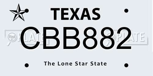 CBB882 Texas License Plate