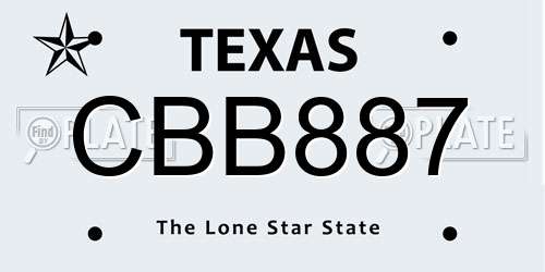 CBB887 Texas License Plate