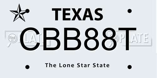 CBB88T Texas License Plate