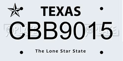 CBB9015 Texas License Plate