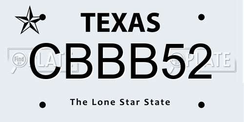 CBBB52 Texas License Plate