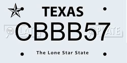CBBB57 Texas License Plate