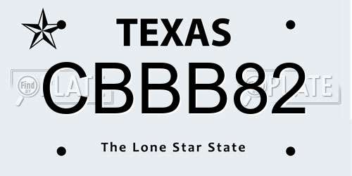 CBBB82 Texas License Plate