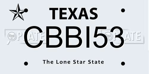 CBBI53 Texas License Plate