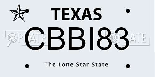 CBBI83 Texas License Plate