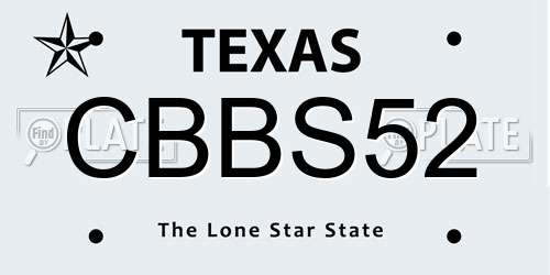 CBBS52 Texas License Plate