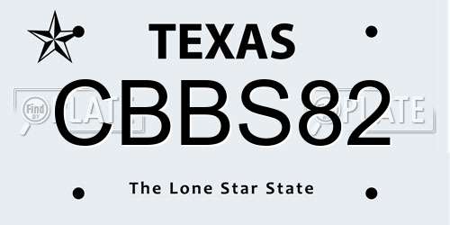CBBS82 Texas License Plate