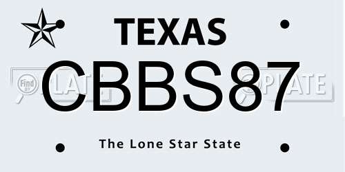CBBS87 Texas License Plate