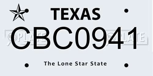 CBC0941 Texas License Plate