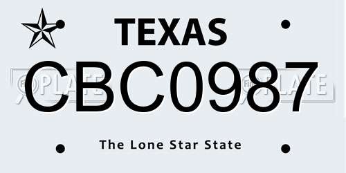 CBC0987 Texas License Plate