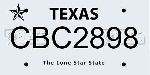 CBC2898 Texas License Plate
