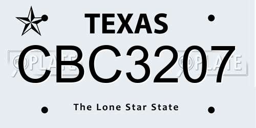 CBC3207 Texas License Plate