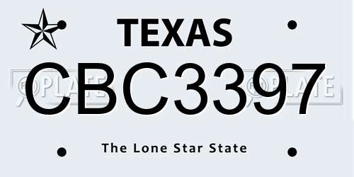 CBC3397 Texas License Plate