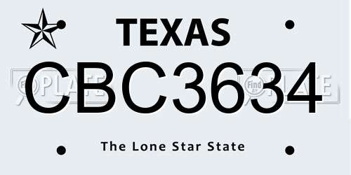 CBC3634 Texas License Plate