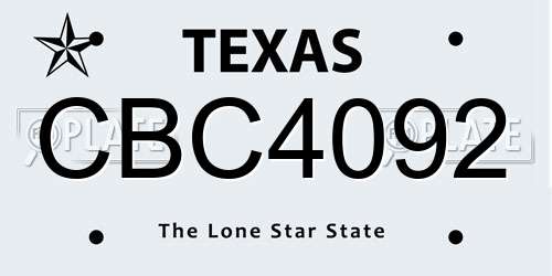 CBC4092 Texas License Plate
