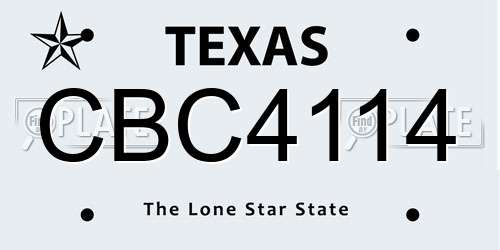CBC4114 Texas License Plate