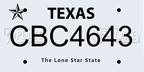 CBC4643 Texas License Plate