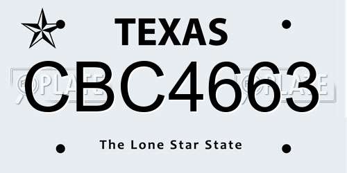 CBC4663 Texas License Plate