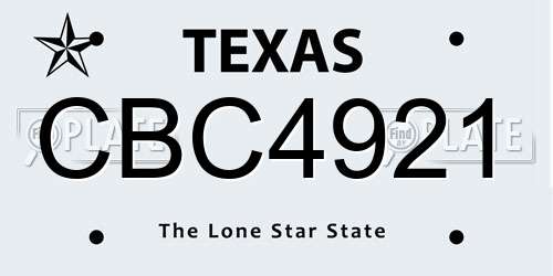 CBC4921 Texas License Plate