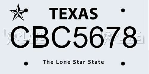 CBC5678 Texas License Plate