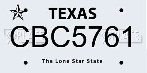 CBC5761 Texas License Plate