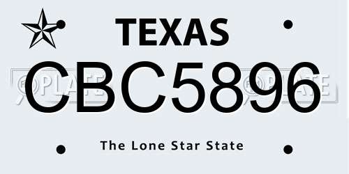 CBC5896 Texas License Plate