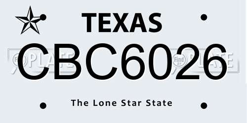 CBC6026 Texas License Plate
