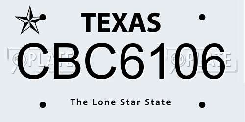 CBC6106 Texas License Plate
