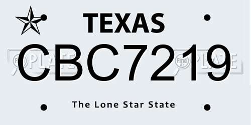 CBC7219 Texas License Plate