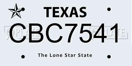 CBC7541 Texas License Plate