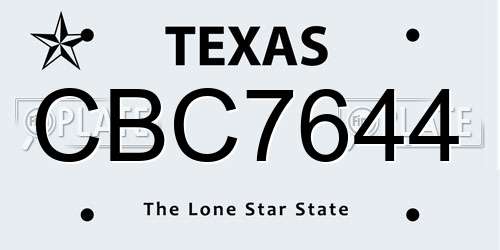 CBC7644 Texas License Plate