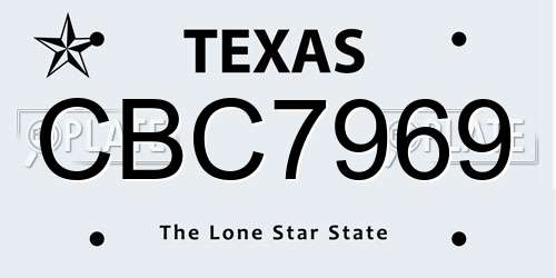 CBC7969 Texas License Plate