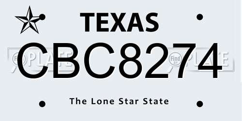 CBC8274 Texas License Plate