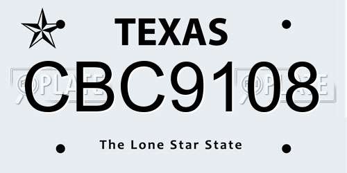CBC9108 Texas License Plate