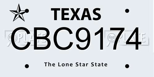 CBC9174 Texas License Plate