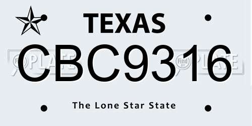 CBC9316 Texas License Plate