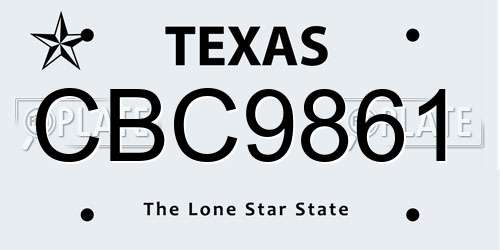 CBC9861 Texas License Plate
