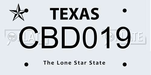 CBD019 Texas License Plate