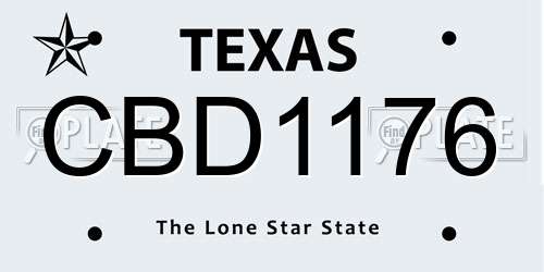 CBD1176 Texas License Plate