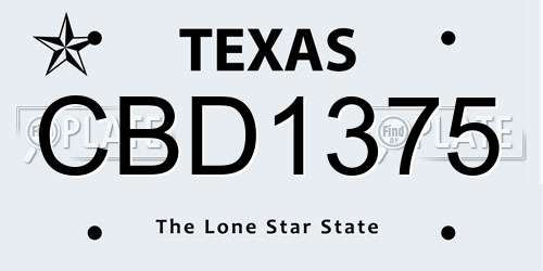 CBD1375 Texas License Plate