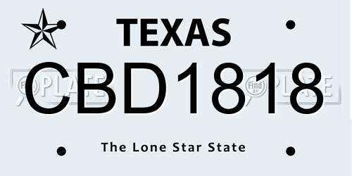 CBD1818 Texas License Plate