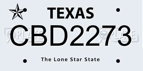 CBD2273 Texas License Plate