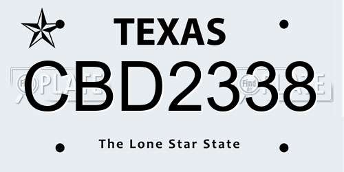 CBD2338 Texas License Plate