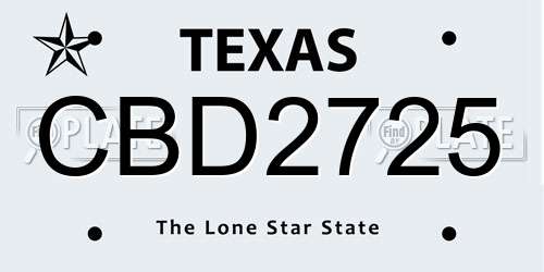 CBD2725 Texas License Plate