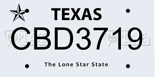 CBD3719 Texas License Plate