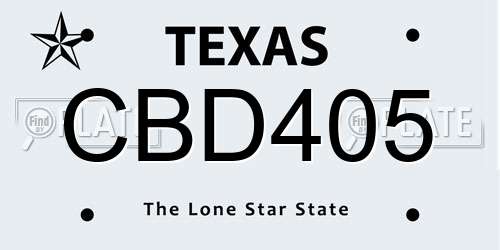 CBD405 Texas License Plate