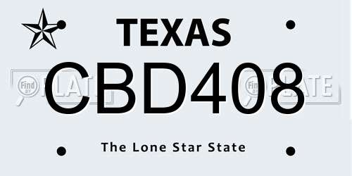 CBD408 Texas License Plate