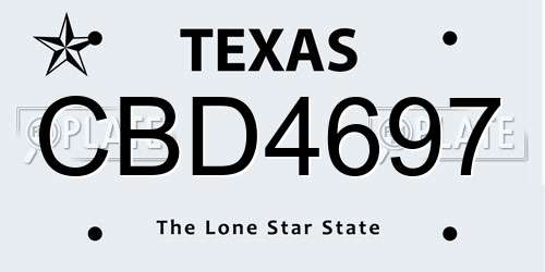 CBD4697 Texas License Plate